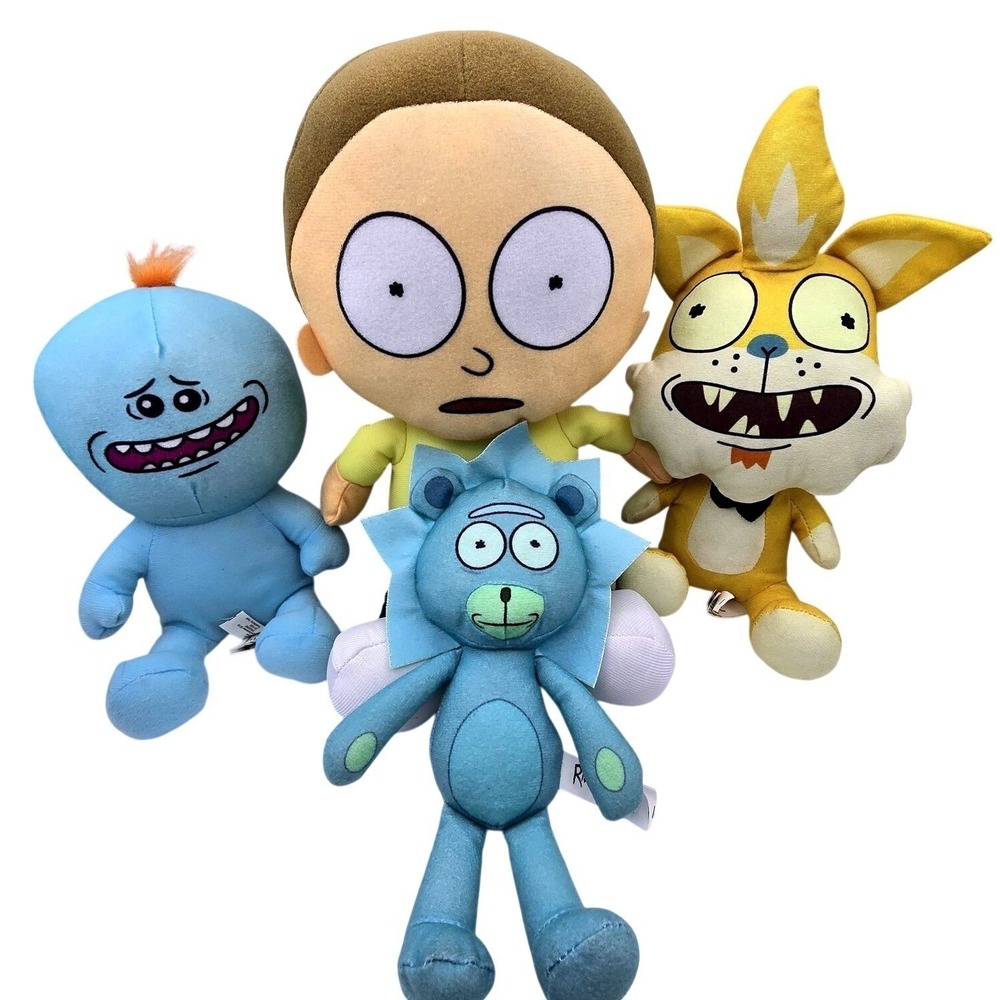 Toy Factory Rick And Morty Plush Stuffed Small Multicolor 4pc‎ Squanchy Meeseeks